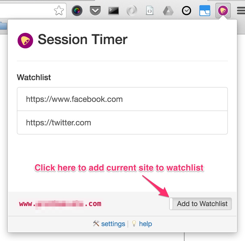 Session Timer popup